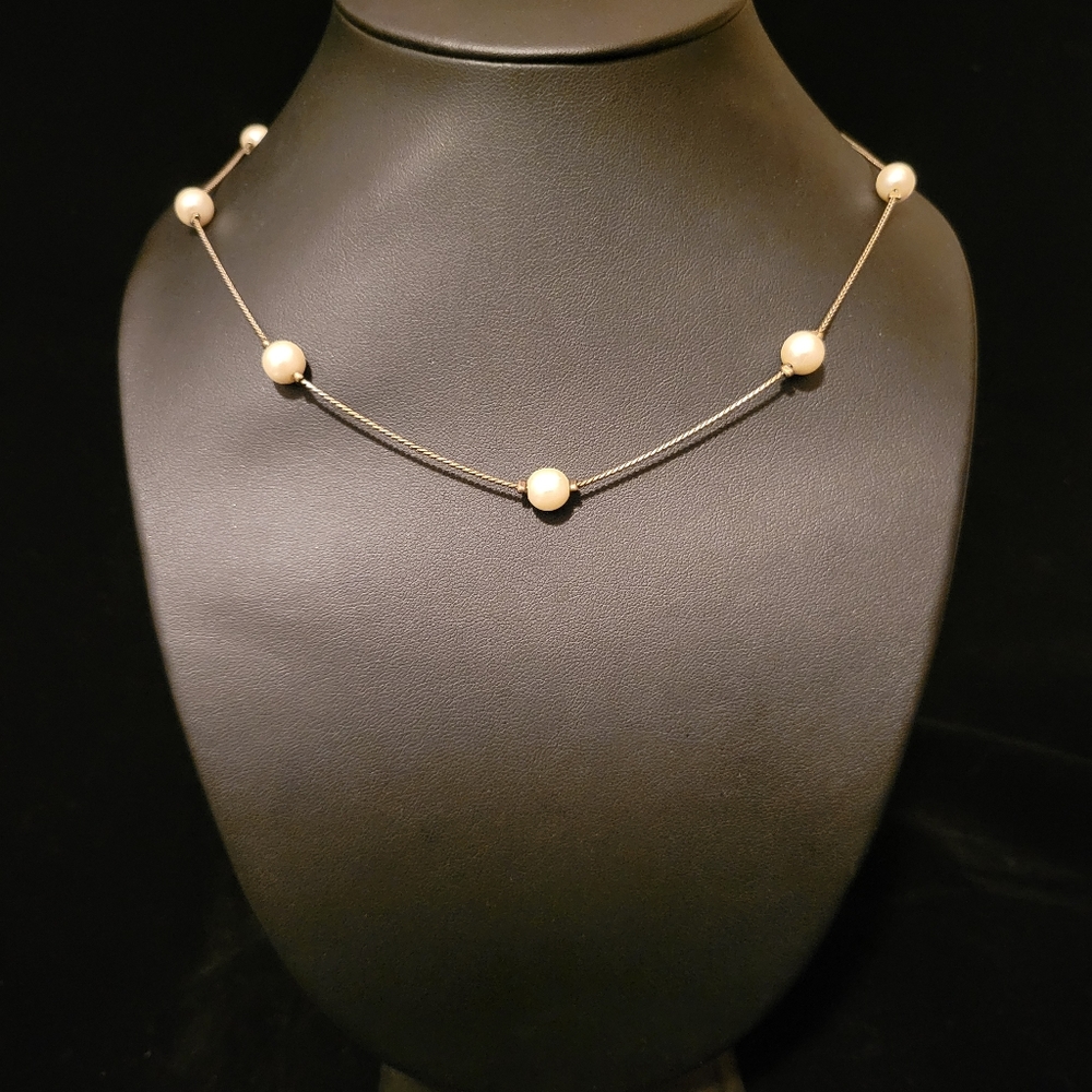 Estate Faux Pearl Long Necklace